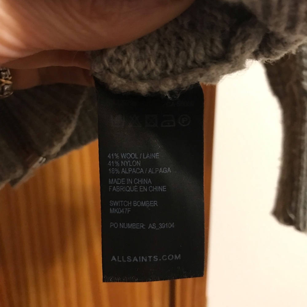 All Saints Switch Bomber Sweater - Picture 3 of 7